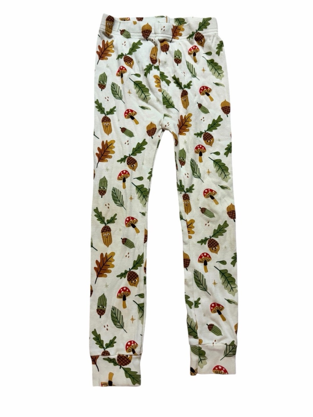 Kids White Woodland Mushroom & Leaf Print Leggings